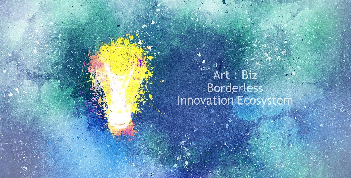 Artistic image of a yellow light bulb on a green and blue background.