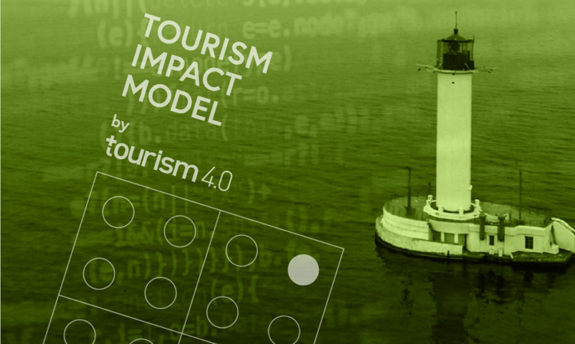 Green cover photo of a lighthouse titled: "Tourism Impact Model by Tourism 4.0".