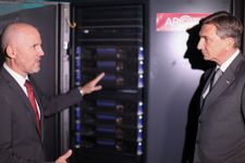 A photograph of the President of the Republic of Slovenia, Borut Pahor, at the ceremonial opening of Arctur's new supercomputer.
