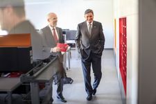 A photograph of the President of the Republic of Slovenia, Borut Pahor, at the ceremonial opening of Arctur's new supercomputer.