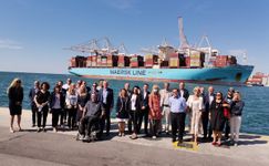 A group photograph of twenty-nine visitors to Luka Koper port.