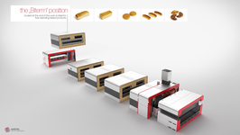 Gostol bakery machine cross-section sketch that is focused on the conveyor belt