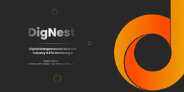 Black poster titled DigNest (digital entrepreneurial Nest and Industry 4.0 in Montenegro)