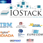 Grid picture of following logos: Horizon 2020, IOStack, IBM, Univeritat Rovira i Virgili, MP Stor, Applus IDIADA, BSC, Eurecom, GridPocket and Arctur.