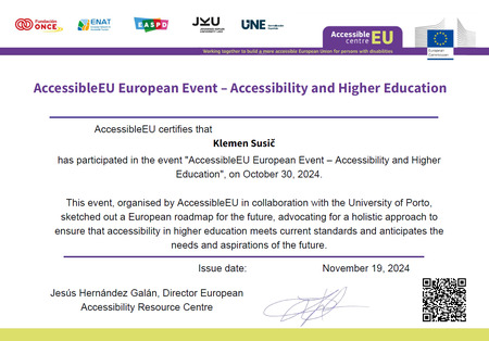Certifikat o dostopnosti digitalnih vsebin (AccessibleEU)