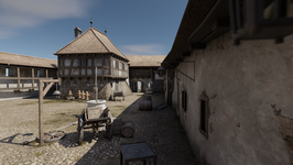 Digital photo of the castle courtyard in Kozlov Rob Castle, Tolmin.